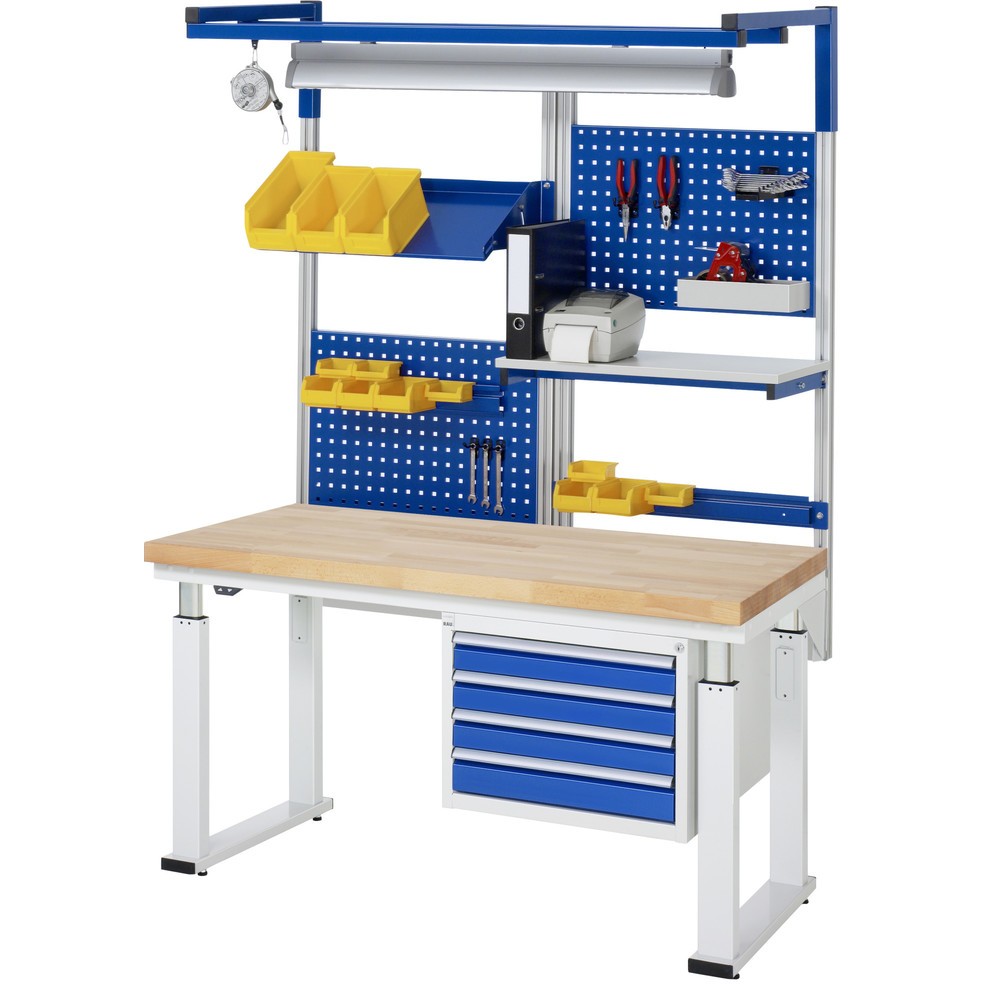 Número de imagen del producto 7: Banco de trabajo RAU con ajuste de altura eléctrico, serie adlatus 600, H x A x F 740-1.140 x 1.000 x 700 mm, tablero de trabajo de haya maciza