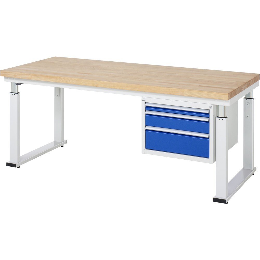 Número de imagen del producto 8: Banco de trabajo RAU con ajuste de altura eléctrico, serie adlatus 600, H x A x F 740-1.140 x 1.000 x 700 mm, tablero de trabajo de haya maciza