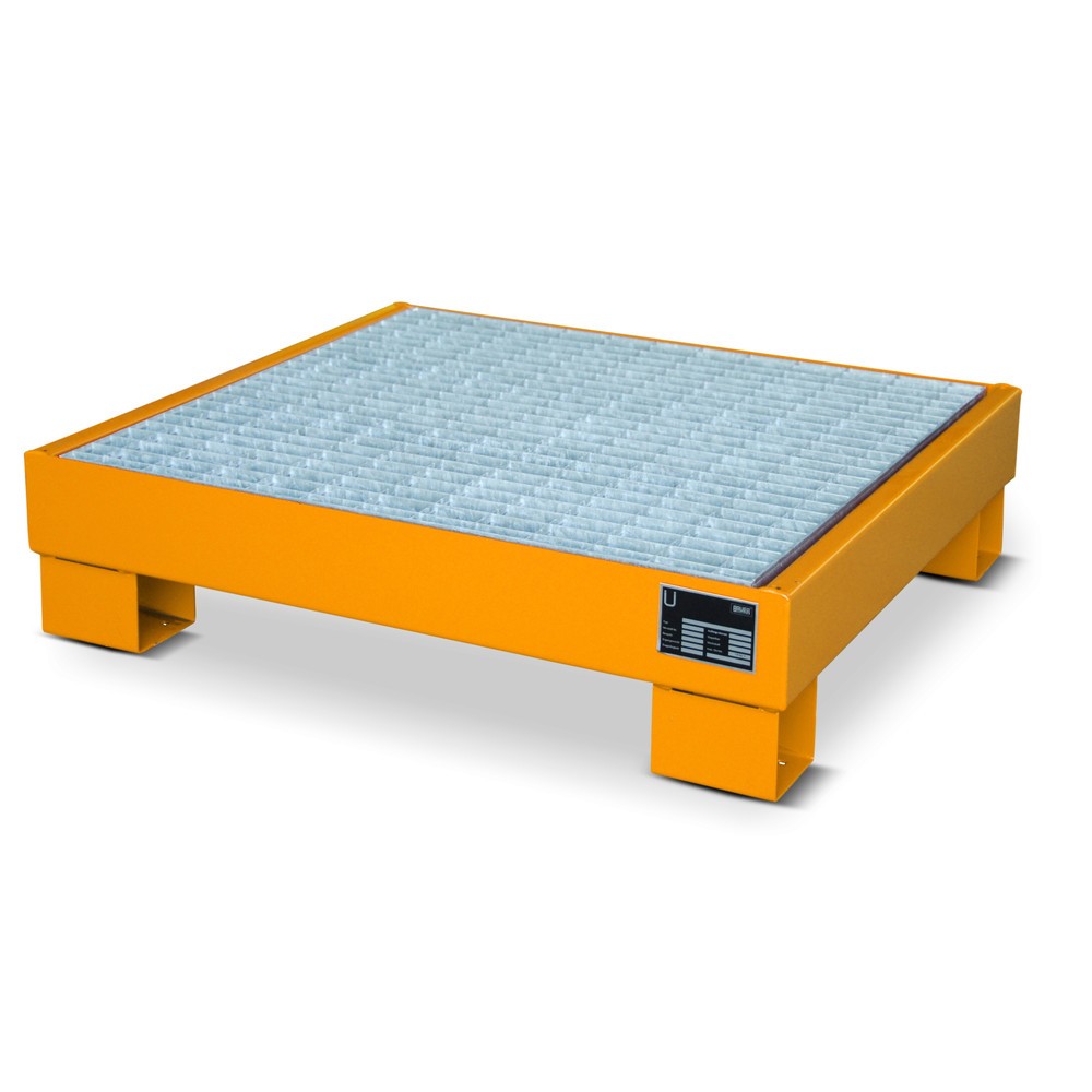Imagen del producto: Bauer® Cuba de contención de acero, 4 x 60 l, capacidad 61 l, con rejilla, amarillo anaranjado