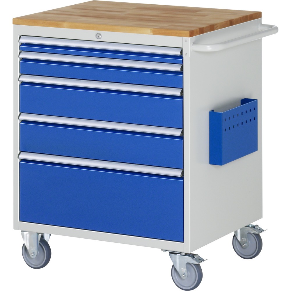 Imagen del producto: Carro de taller RAU serie 7000, HxAxF 975 x 770 x 650 mm, 5 cajones extraíbles al 90% 1 x 60, 1 x 90, 2 x 150, 1 x 270 mm, encimera de haya