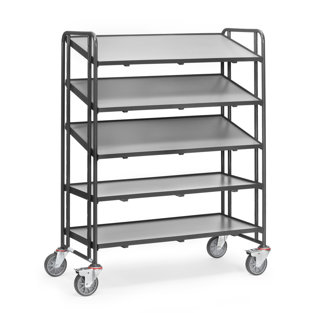 Número de imagen del producto 1: carros con estantes fetra® Eurobox, con suelos, capacidad de carga 300 kg, 5 niveles de 1240 x 610 mm, gris antracita