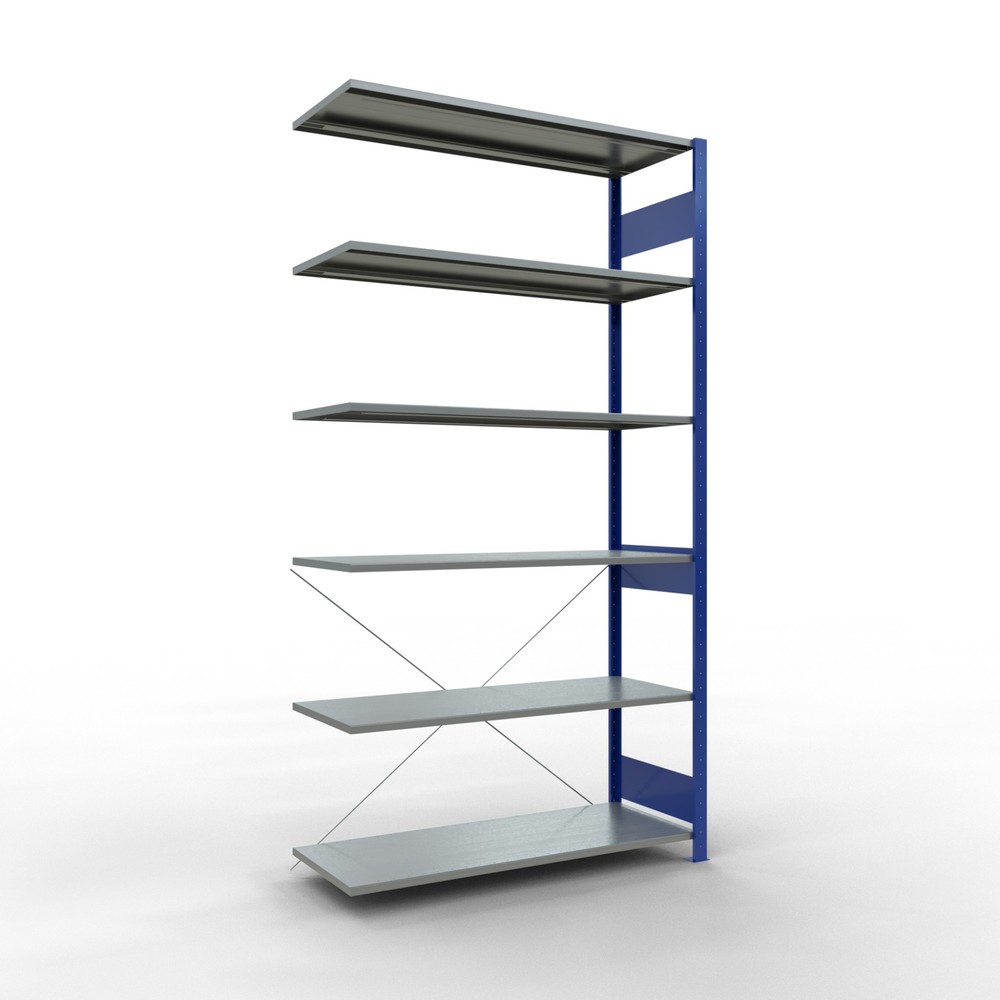 Imagen del producto: estantería SCHULTE sistema de encajado|sistema de ensamblajes, módulo adicional, carga de estantería de cargas pequeñas 150 kg, azul genciana galvanizado, alto H x An x F 2.500 x 1.300 x 500 mm
