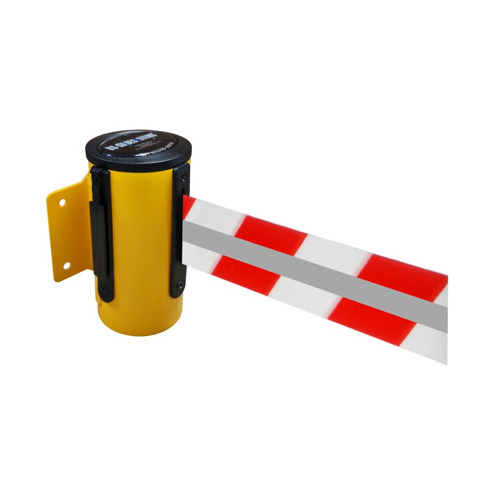 Imagen del producto: Estuche de cinta GLW 25-E REFLECTO, de RS-GUIDESYSTEMS®, montaje en la pared, longitud 4 m, anchura 50 mm, carcasa amarilla, cinta roja/blanca