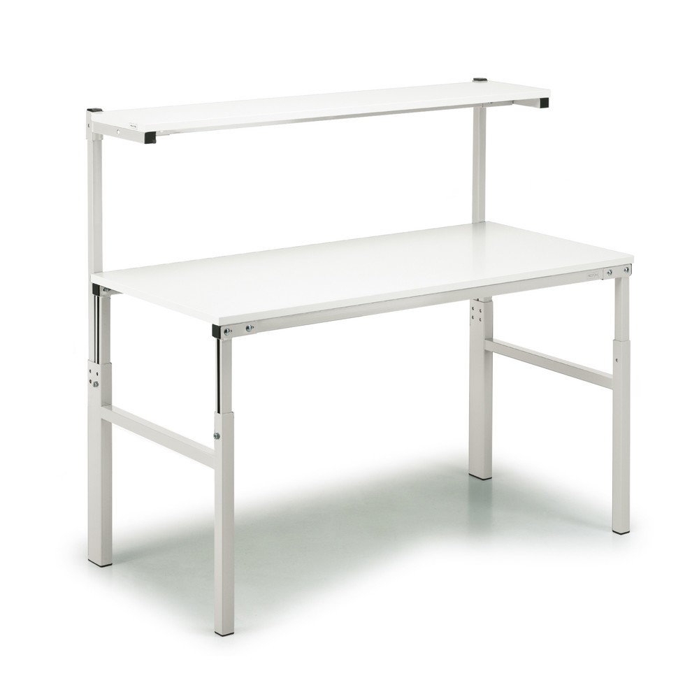 Imagen del producto: Mesa de trabajo TRESTON con estante elevado, ajustable en altura, CC 300 kg, AxF 1.200 x 700 mm