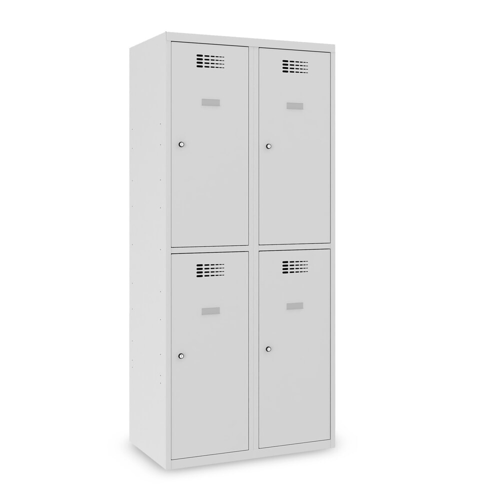 Imagen del producto: Taquilla Steinbock®, apoyada en el suelo, 2 pisos, 4 compartimentos, cerradura cilíndrica, HxAxF 1.800 x 800 x 500 mm, gris claro/gris antracita