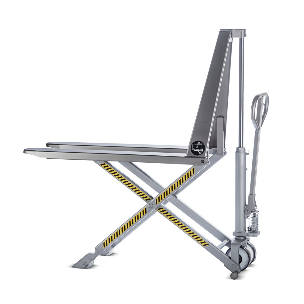 Transpaleta de tijera de acero inoxidable INOX con elevación rápida