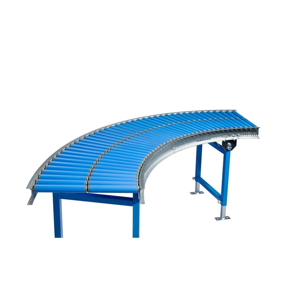 Imagen del producto: Transportador de rodillos pequeños, rodillos de plástico, curva de 90°, eje roscado, diámetro 30 mm, ancho 300 mm