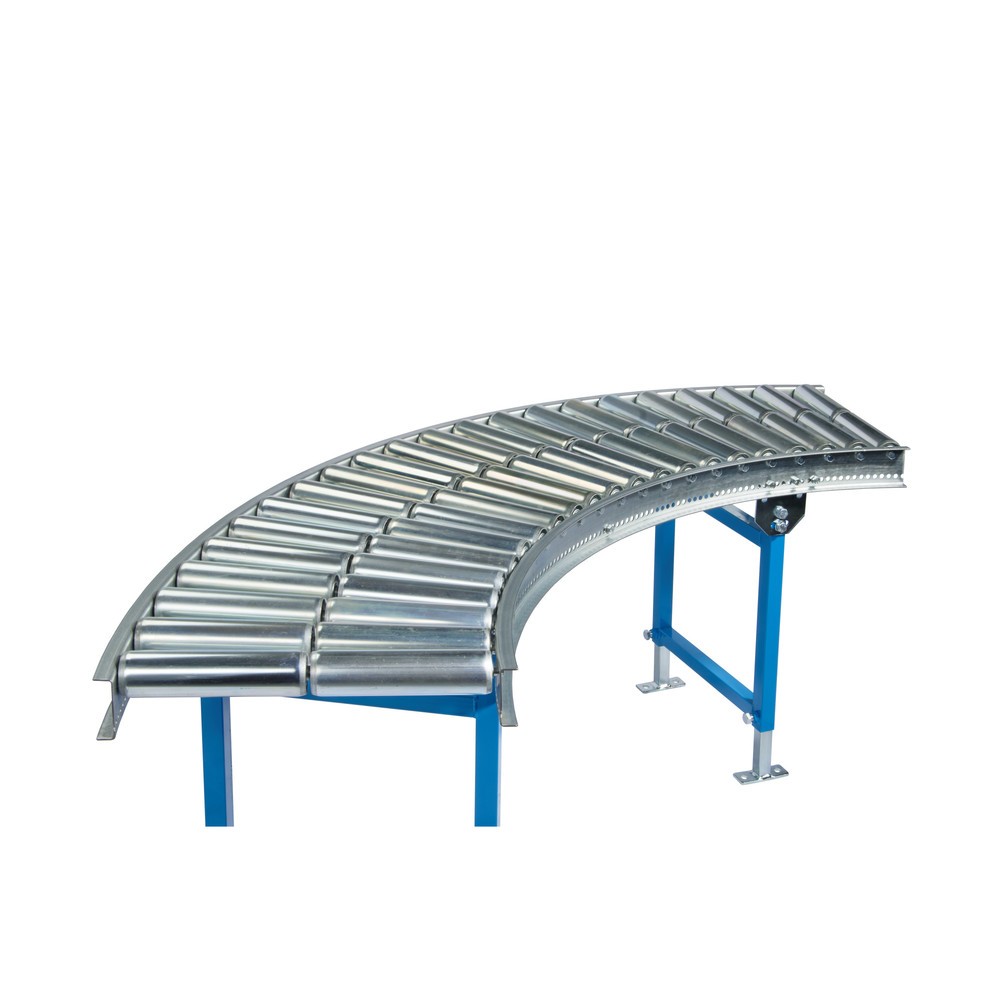Número de imagen del producto 1: Transportador de rodillos Light, rodillos tubulares de acero, curva de 90°, ancho de banda 300 mm, distancia central 100 mm